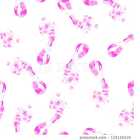 Footprints Pattern on White Background 129156526