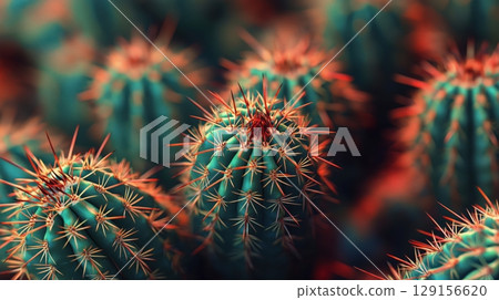 A group of cacti with colorful spines and beautiful shapes 129156620
