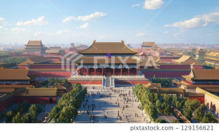 紫禁城整齊分佈的雄偉城市景觀 129156621