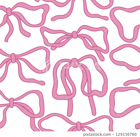 Seamless pattern of pink bows, abstract shapes. Vector illustration. Seamless pattern of pink bows, abstract shapes. Vector illustration. 129156760
