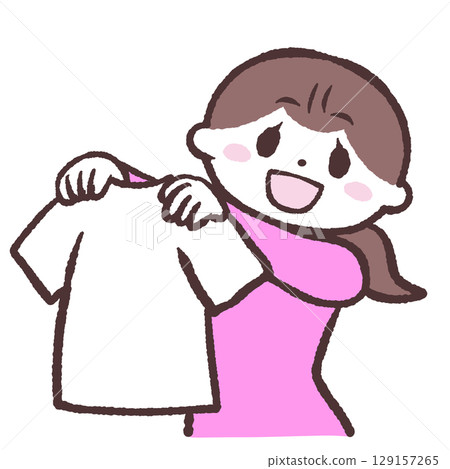 一位女士展開她的白襯衫的插圖 129157265