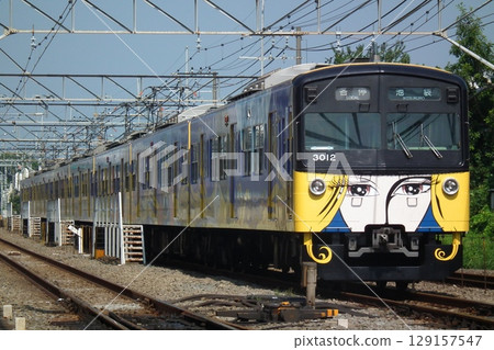 Seibu 3000 series 3011F Galaxy Express 999 wrapped train parked in Kiyose 129157547