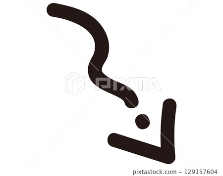 Handwritten squiggly arrow pointing downwards Handwritten squiggly arrow pointing downwards 129157604