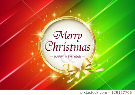 Golden round frame Japanese red green abstract background, Nativity background wide wide announcement sea report material piece 129157706