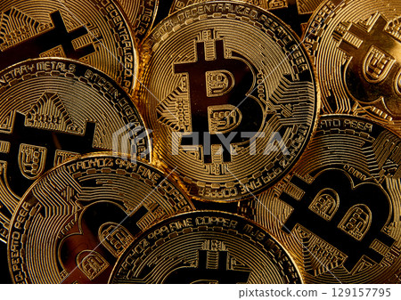 physical symbol for cryptocurrency Bitcoin physical symbol for cryptocurrency Bitcoin 129157795