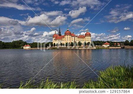 fairytale castle Moritzburg near Dresden in saxony fairytale castle Moritzburg near Dresden in saxony 129157864