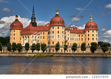 fairytale castle Moritzburg near Dresden in saxony 129157870