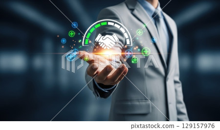 businessman working with virtual interface 129157976