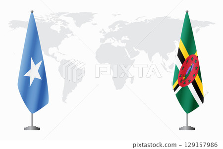 Somalia and Dominica flags for official meeting 129157986