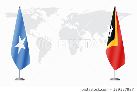 Somalia and Timor-Leste flags for official meeting 129157987