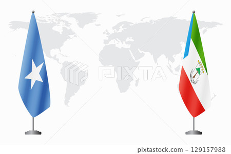 Somalia and Equatorial Guinea flags for official meeting 129157988