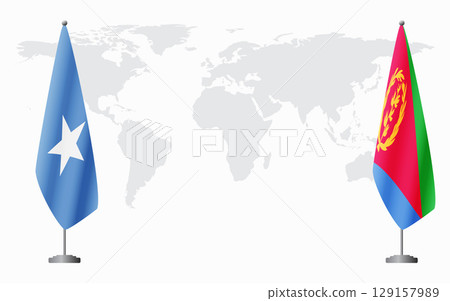 Somalia and Eritrea flags for official meeting 129157989
