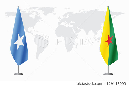 Somalia and French Guiana flags for official meeting Somalia and French Guiana flags for official meeting 129157993