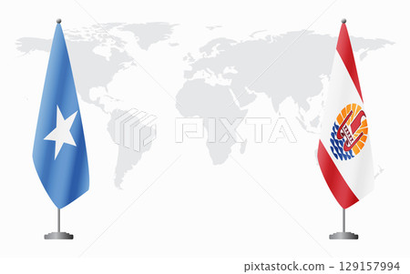 Somalia and French Polynesia flags for official meeting Somalia and French Polynesia flags for official meeting 129157994