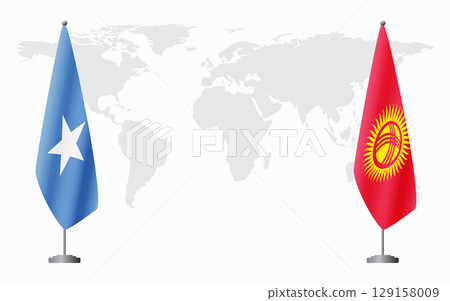 Somalia and Kyrgyzstan flags for official meeting Somalia and Kyrgyzstan flags for official meeting 129158009