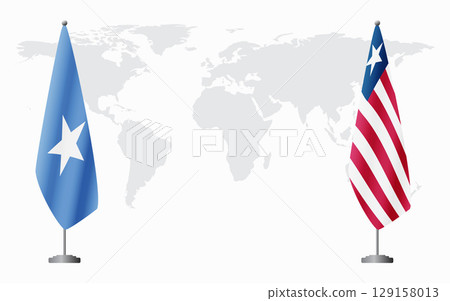 Somalia and Liberia flags for official meeting 129158013