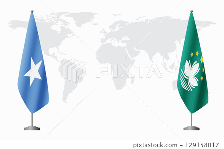 Somalia and Macau flags for official meeting Somalia and Macau flags for official meeting 129158017