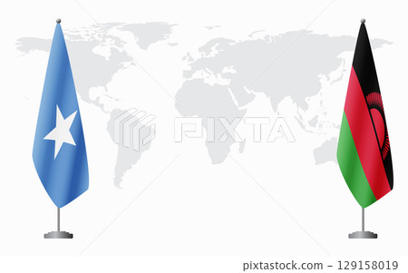 Somalia and Malawi flags for official meeting 129158019