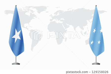 Somalia and Micronesia flags for official meeting 129158026