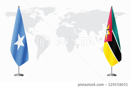 Somalia and Mozambique flags for official meeting 129158031