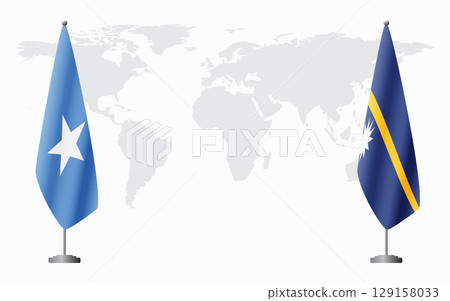 Somalia and Nauru flags for official meeting 129158033