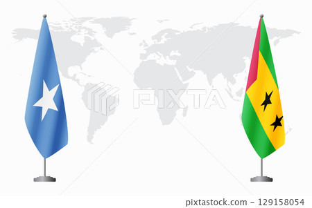 Somalia and Sao Tome and Principe flags for official meeti 129158054