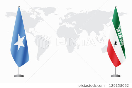 Somalia and Somaliland flags for official meeting Somalia and Somaliland flags for official meeting 129158062