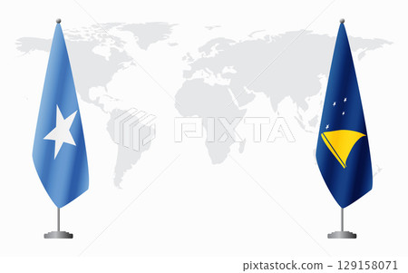 Somalia and Tokelau flags for official meeting 129158071