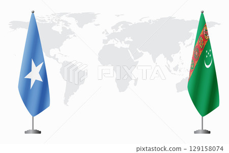 Somalia and Turkmenistan flags for official meeting 129158074