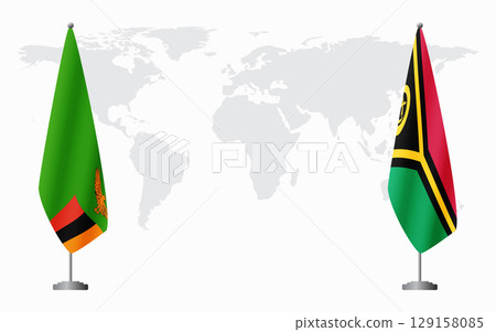 Zambia and Vanuatu flags for official meeting 129158085