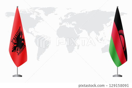 Albania and Malawi flags for official meeting 129158091