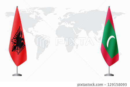 Albania and Maldives flags for official meeting Albania and Maldives flags for official meeting 129158093