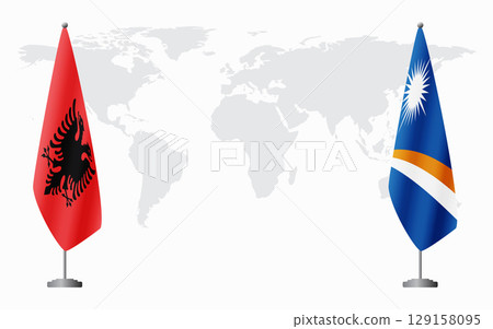 Albania and Marshall Islands flags for official meeting Albania and Marshall Islands flags for official meeting 129158095
