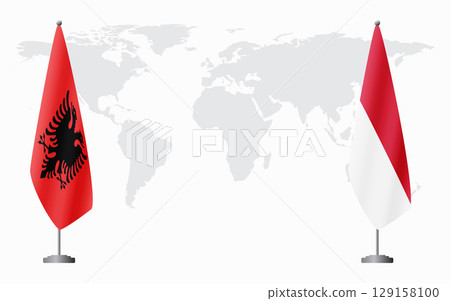 Albania and Monaco flags for official meeting 129158100