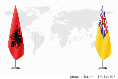 Albania and Niue flags for official meeting Albania and Niue flags for official meeting 129158107