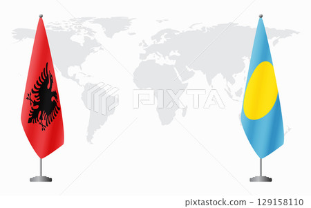 Albania and Palau flags for official meeting Albania and Palau flags for official meeting 129158110