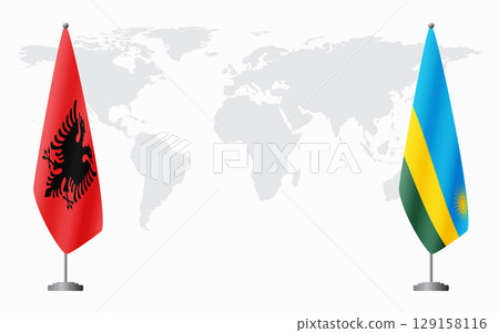 Albania and Rwanda flags for official meeting Albania and Rwanda flags for official meeting 129158116