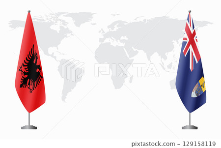 Albania and Saint Helena flags for official meeting 129158119