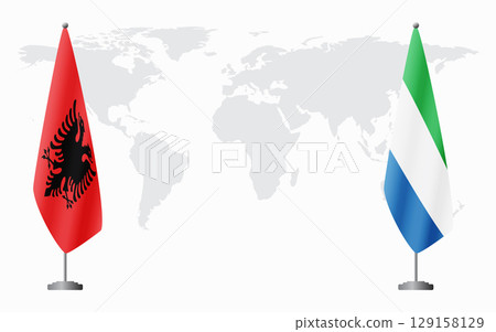 Albania and Sierra Leone flags for official meeting 129158129