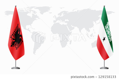 Albania and Somaliland flags for official meeting Albania and Somaliland flags for official meeting 129158133