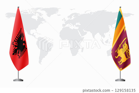 Albania and Sri Lanka flags for official meeting 129158135