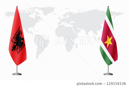 Albania and Suriname flags for official meeting Albania and Suriname flags for official meeting 129158136