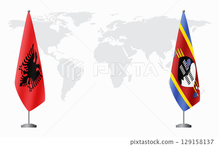 Albania and Kingdom of eSwatini - Swaziland flags for offi Albania and Kingdom of eSwatini - Swaziland flags for offi 129158137