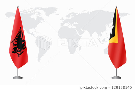 Albania and East Timor flags for official meeting 129158140