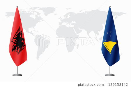 Albania and Tokelau flags for official meeting 129158142
