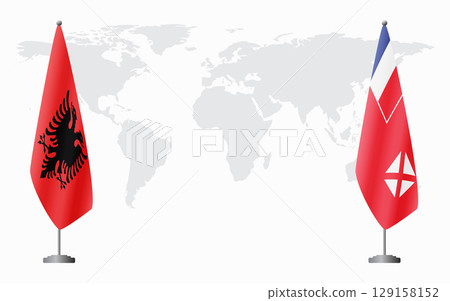 Albania and Wallis and Futuna flags for official meeting 129158152