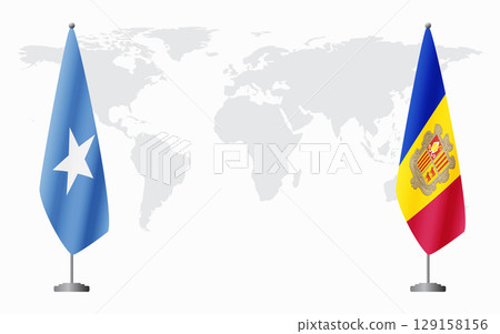 Somalia and Andorra flags for official meeting 129158156