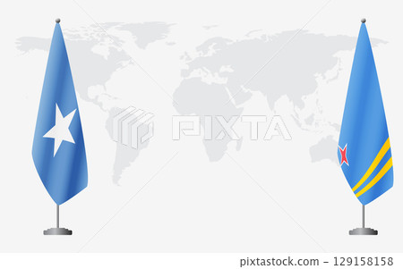 Somalia and Aruba flags for official meeting 129158158