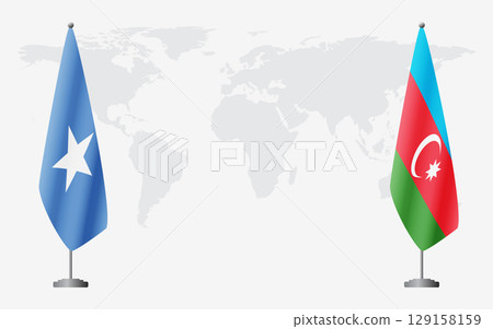 Somalia and Azerbaijan flags for official meeting 129158159