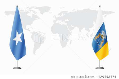 Somalia and Canary Islands flags for official meeting 129158174